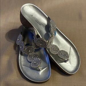 NWOT A. Giannetti Women's Glittering Silver Sandals